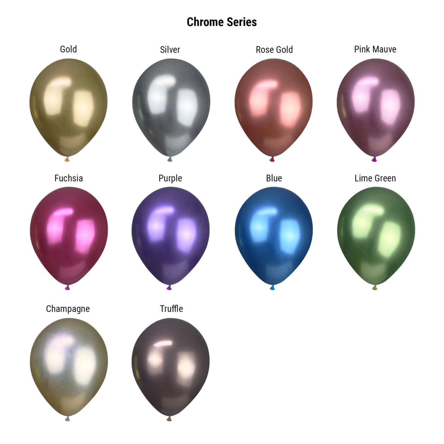 Chrome Series Helium Balloon Colours