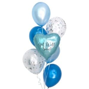 Metallic Heart Balloon Bouquet Pastel Blue