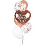 Metallic Rose Gold Heart Helium Balloon Bunch
