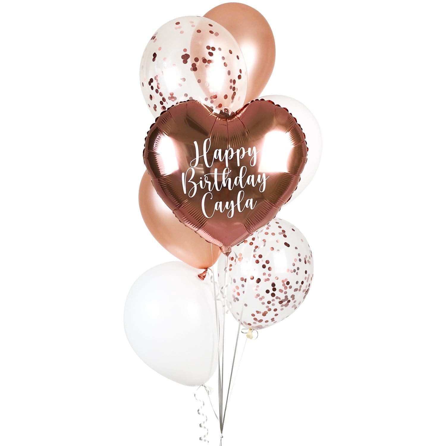 Metallic Rose Gold Heart Helium Balloon Bunch