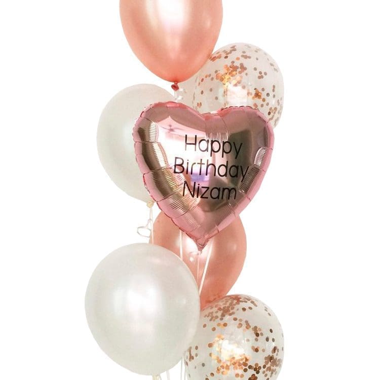 Metallic Heart Helium Balloon Bouquet