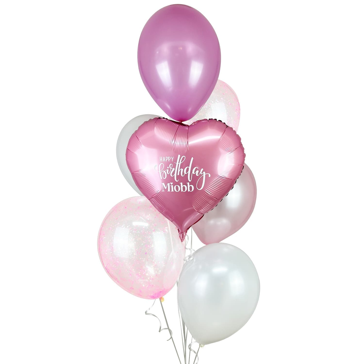 Metallic Heart Helium Balloon Bouquet - Pearl Pink