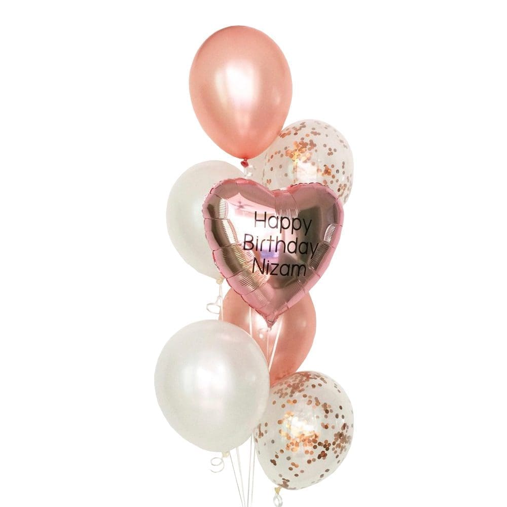 Helium Balloon Bouquet - Metallic Rose Gold