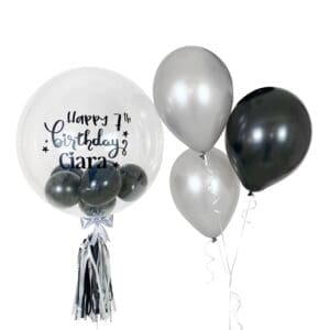 Black & Silver Helium Bubble Balloon Bouquet