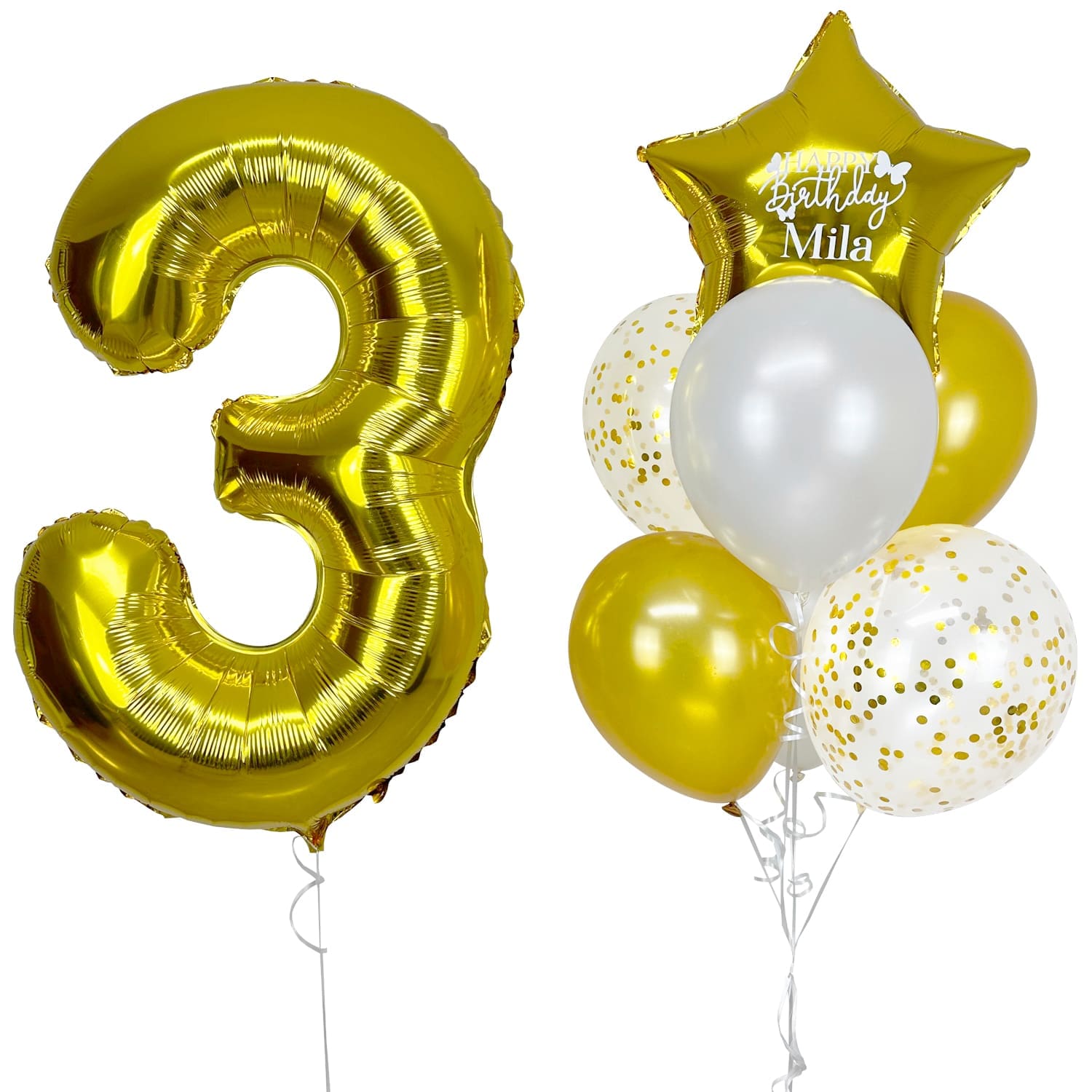 Gold Helium Balloon Bouquet - Single Foil Number