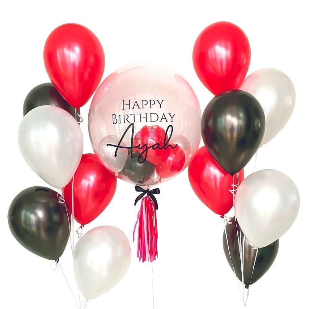 Ultimate Bubble Helium Balloon Bouquet - Red Black