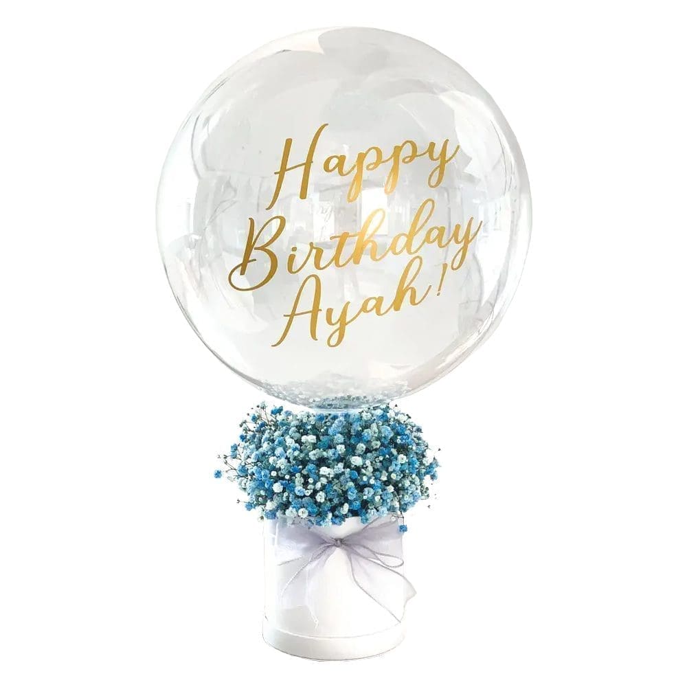 Baby's Breath Flower Box with Bubble Balloon