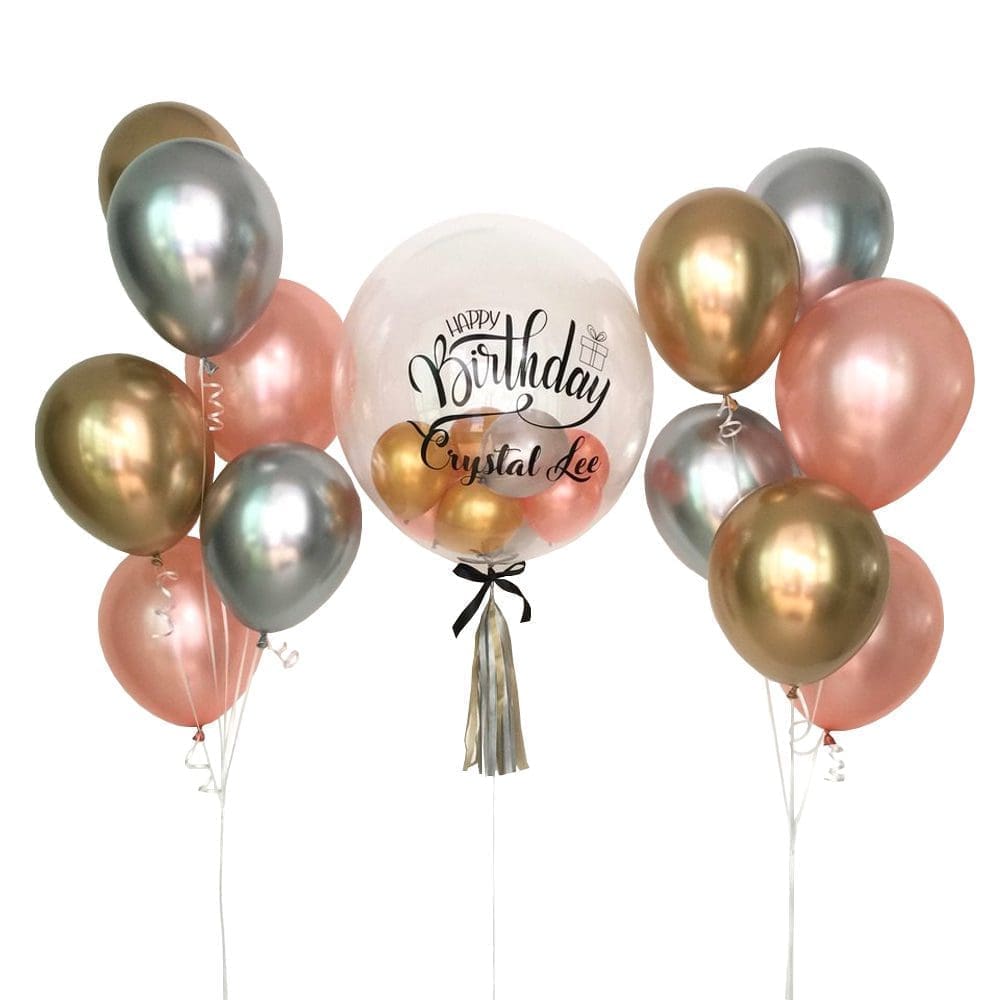 Ultimate Helium Balloon Bouquet - Chrome Bubble Balloon
