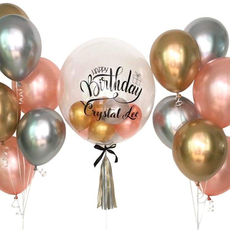 Helium Balloon Bouquet - Ultimate Chrome Bubble Balloon