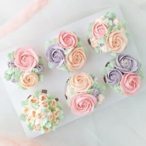 Purple-Pink-Buttercream-Floral-Cupcakes
