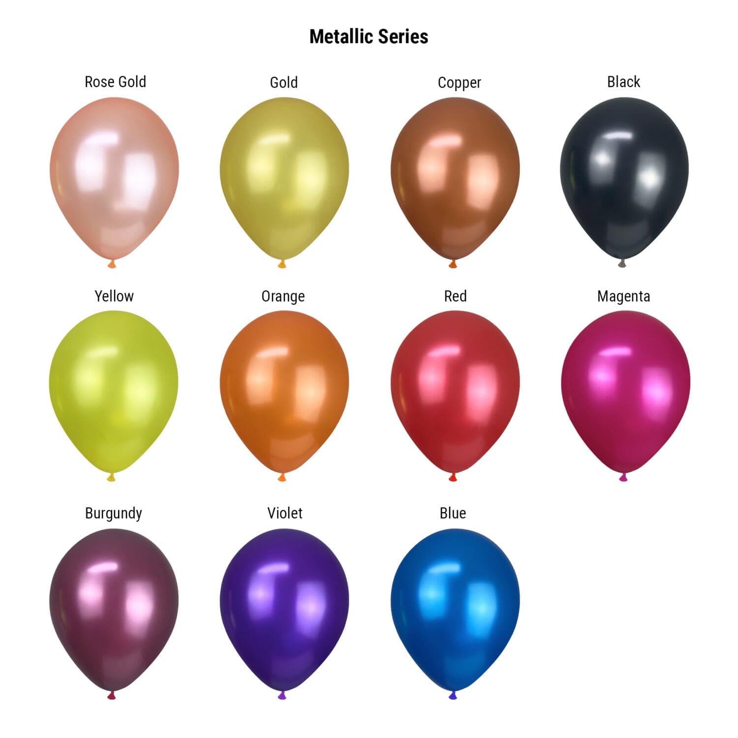 Metallic Series Helium Balloon Colours