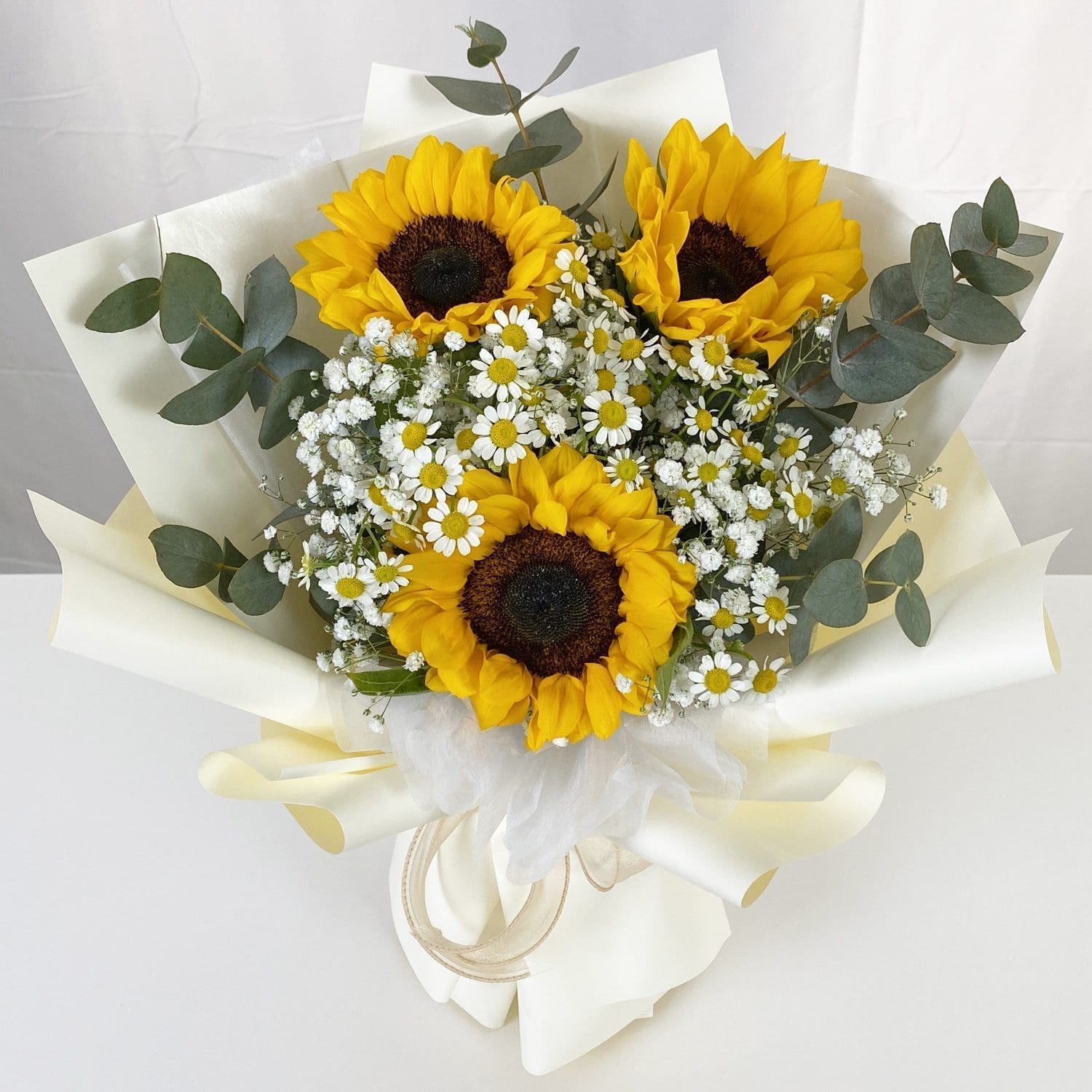 Camilla Fresh Flower Bouquet with Sunflowers, Baby's Breath, Daisies