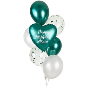 Jade Green Heart Helium Balloon Bouquet