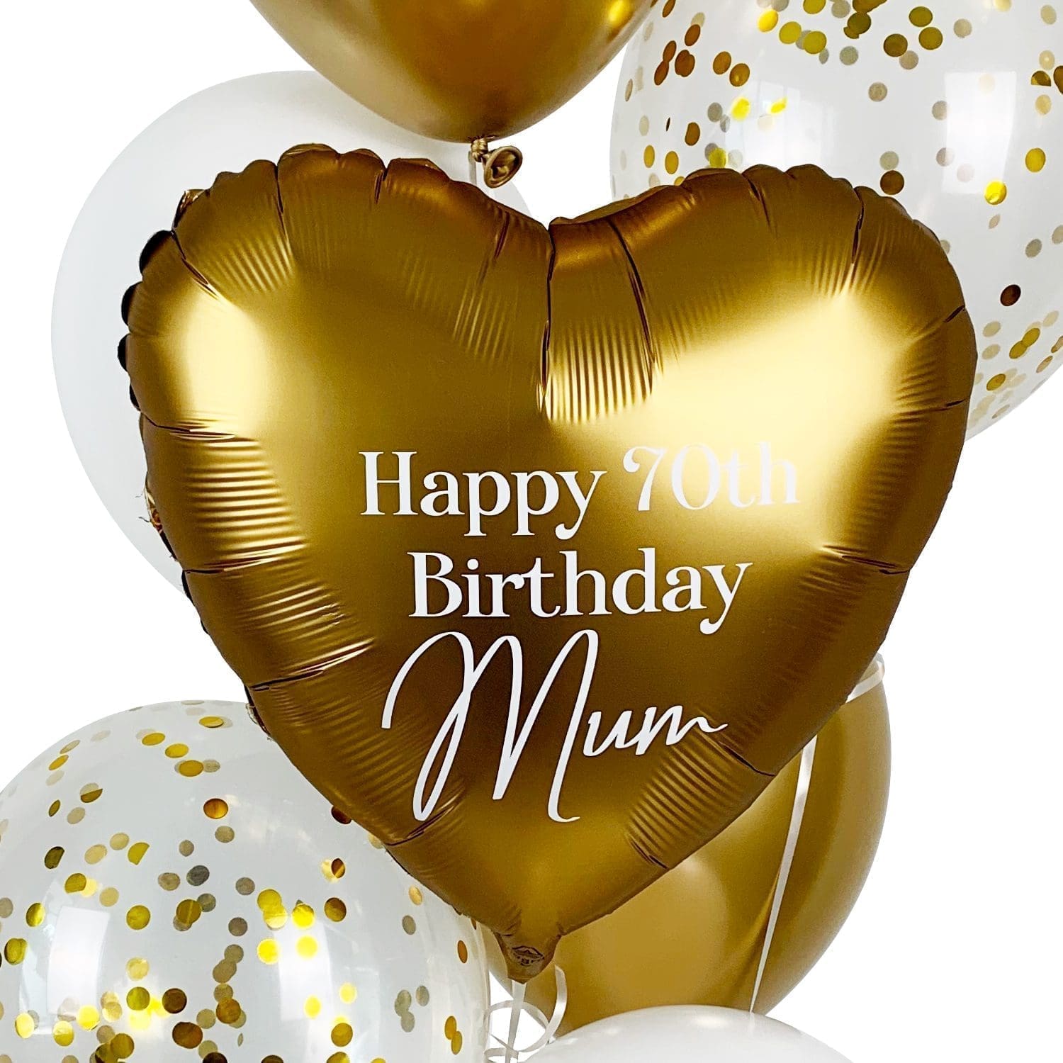 Happy Birthday Mom Gold Helium Balloon Bunch