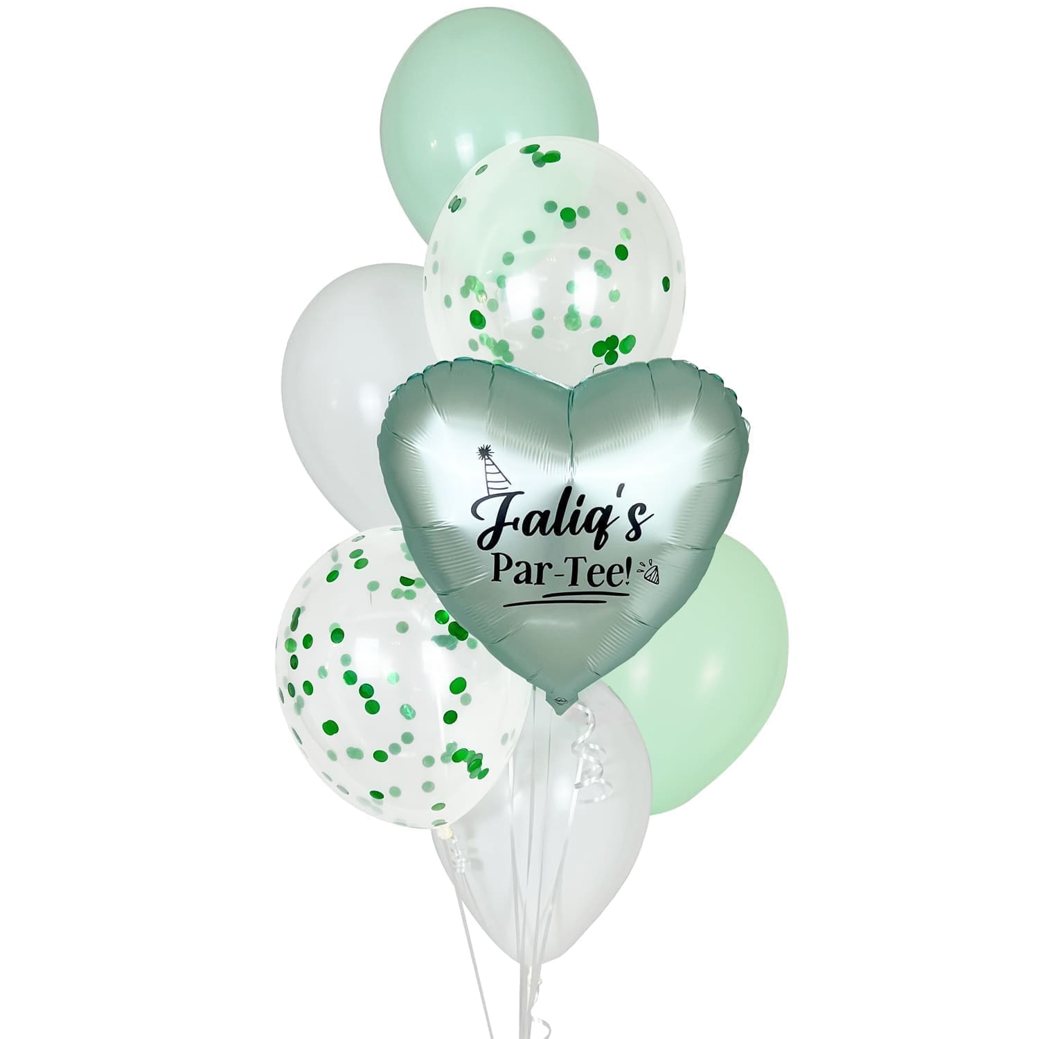Metallic Heart Mint Green Balloon Bunch Bouquet