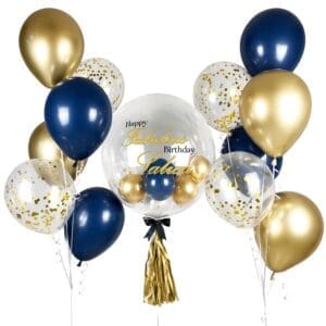 Ultimate Gold & Navy Helium Balloon Bunch