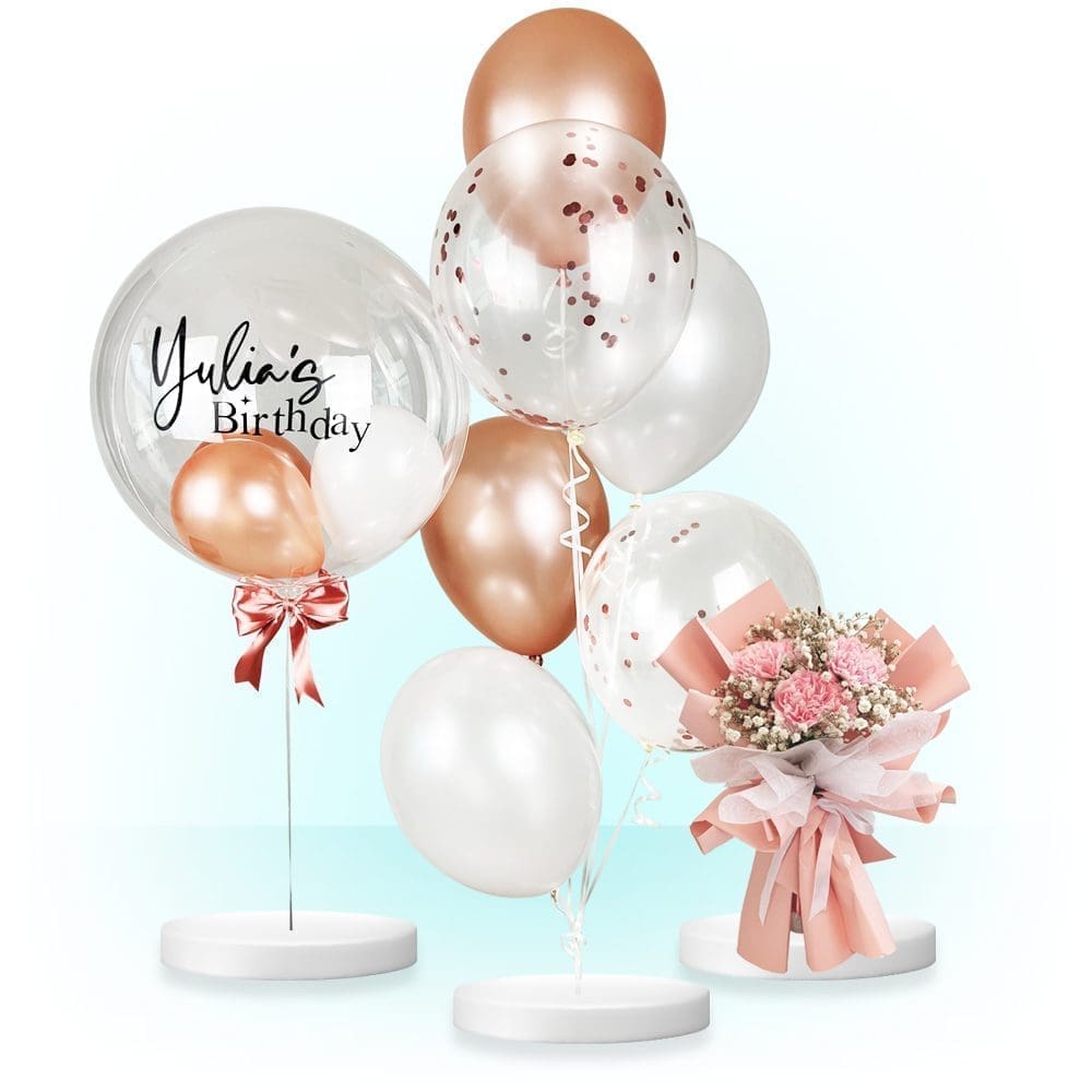 Humble Collection Helium Balloons & Hannah Fresh Flower Bouquet Bundle